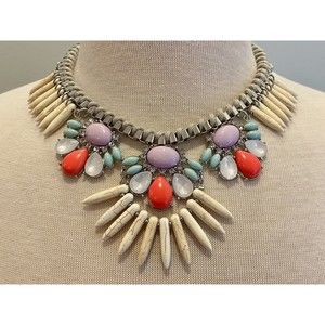 Anthropologie Neon Pop Tribal Statement Necklace